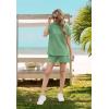 imageIWOLLENCE Womens 2 Piece Sets Summer Lounge Set Casual Short Sleeve Round Neck Tops and Elastic Waist Short Outfits TracksuitDark Green