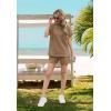 imageIWOLLENCE Womens 2 Piece Sets Summer Lounge Set Casual Short Sleeve Round Neck Tops and Elastic Waist Short Outfits TracksuitDark Khaki