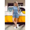 imageIWOLLENCE Womens 2 Piece Sets Summer Lounge Set Casual Short Sleeve Round Neck Tops and Elastic Waist Short Outfits TracksuitDenim Blue