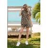 imageIWOLLENCE Womens 2 Piece Sets Summer Lounge Set Casual Short Sleeve Round Neck Tops and Elastic Waist Short Outfits TracksuitLd Khaki