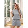 imageIWOLLENCE Womens 2 Piece Sets Summer Lounge Set Casual Short Sleeve Round Neck Tops and Elastic Waist Short Outfits TracksuitLight Gray