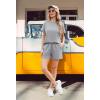 imageIWOLLENCE Womens 2 Piece Sets Summer Lounge Set Casual Short Sleeve Round Neck Tops and Elastic Waist Short Outfits TracksuitLight Gray