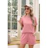 imageIWOLLENCE Womens 2 Piece Sets Summer Lounge Set Casual Short Sleeve Round Neck Tops and Elastic Waist Short Outfits TracksuitPink