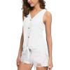 imageIWOLLENCE Womens Loose Henley Blouse Sleeveless Button Down T Shirts Tie Front Knot Tops01 White