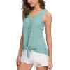 imageIWOLLENCE Womens Loose Henley Blouse Sleeveless Button Down T Shirts Tie Front Knot Tops02 Bluegreen
