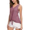 imageIWOLLENCE Womens Loose Henley Blouse Sleeveless Button Down T Shirts Tie Front Knot Tops03 Rust Red