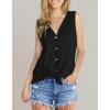 imageIWOLLENCE Womens Loose Henley Blouse Sleeveless Button Down T Shirts Tie Front Knot Tops04 Black