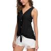 imageIWOLLENCE Womens Loose Henley Blouse Sleeveless Button Down T Shirts Tie Front Knot Tops04 Black