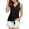 imageIWOLLENCE Womens Loose Henley Blouse Sleeveless Button Down T Shirts Tie Front Knot Tops04 Black