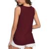 imageIWOLLENCE Womens Loose Henley Blouse Sleeveless Button Down T Shirts Tie Front Knot Tops05 Wine Red
