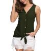 imageIWOLLENCE Womens Loose Henley Blouse Sleeveless Button Down T Shirts Tie Front Knot Tops06 Army Green