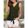 imageIWOLLENCE Womens Loose Henley Blouse Sleeveless Button Down T Shirts Tie Front Knot Tops06 Army Green