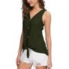 imageIWOLLENCE Womens Loose Henley Blouse Sleeveless Button Down T Shirts Tie Front Knot Tops06 Army Green