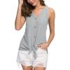 imageIWOLLENCE Womens Loose Henley Blouse Sleeveless Button Down T Shirts Tie Front Knot Tops07 Light Gray