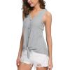 imageIWOLLENCE Womens Loose Henley Blouse Sleeveless Button Down T Shirts Tie Front Knot Tops07 Light Gray