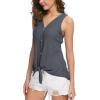 imageIWOLLENCE Womens Loose Henley Blouse Sleeveless Button Down T Shirts Tie Front Knot Tops08 Dark Gray