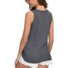 imageIWOLLENCE Womens Loose Henley Blouse Sleeveless Button Down T Shirts Tie Front Knot Tops08 Dark Gray