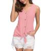 imageIWOLLENCE Womens Loose Henley Blouse Sleeveless Button Down T Shirts Tie Front Knot Tops09 Pink