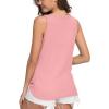 imageIWOLLENCE Womens Loose Henley Blouse Sleeveless Button Down T Shirts Tie Front Knot Tops09 Pink