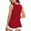 imageIWOLLENCE Womens Loose Henley Blouse Sleeveless Button Down T Shirts Tie Front Knot Tops11 Red