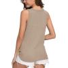 imageIWOLLENCE Womens Loose Henley Blouse Sleeveless Button Down T Shirts Tie Front Knot Tops13 Khaki