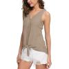 imageIWOLLENCE Womens Loose Henley Blouse Sleeveless Button Down T Shirts Tie Front Knot Tops13 Khaki