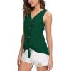 imageIWOLLENCE Womens Loose Henley Blouse Sleeveless Button Down T Shirts Tie Front Knot Tops14 Dark Green
