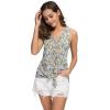 imageIWOLLENCE Womens Loose Henley Blouse Sleeveless Button Down T Shirts Tie Front Knot TopsFp Yellow White Floral