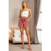 imageIWOLLENCE Womens Shorts with Pockets Summer Casual Shorts for Women Waist Casual Lightweight Adjustable Tie Knot Loose14bm Rust Red Dashed