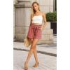 imageIWOLLENCE Womens Shorts with Pockets Summer Casual Shorts for Women Waist Casual Lightweight Adjustable Tie Knot Loose14bm Rust Red Dashed