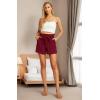 imageIWOLLENCE Womens Shorts with Pockets Summer Casual Shorts for Women Waist Casual Lightweight Adjustable Tie Knot Loose6wine Red