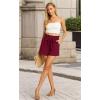 imageIWOLLENCE Womens Shorts with Pockets Summer Casual Shorts for Women Waist Casual Lightweight Adjustable Tie Knot Loose6wine Red