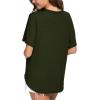 imageIWOLLENCE Womens Waffle Knit Tunic Blouse Tie Knot Short Sleeve Henley Tops Loose Fitting Bat Wing ShirtsCarmy Green