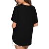 imageIWOLLENCE Womens Waffle Knit Tunic Blouse Tie Knot Short Sleeve Henley Tops Loose Fitting Bat Wing ShirtsCblack