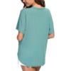 imageIWOLLENCE Womens Waffle Knit Tunic Blouse Tie Knot Short Sleeve Henley Tops Loose Fitting Bat Wing ShirtsCblue Green