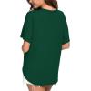 imageIWOLLENCE Womens Waffle Knit Tunic Blouse Tie Knot Short Sleeve Henley Tops Loose Fitting Bat Wing ShirtsCdark Green