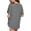 imageIWOLLENCE Womens Waffle Knit Tunic Blouse Tie Knot Short Sleeve Henley Tops Loose Fitting Bat Wing ShirtsCdark Grey