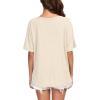 imageIWOLLENCE Womens Waffle Knit Tunic Blouse Tie Knot Short Sleeve Henley Tops Loose Fitting Bat Wing ShirtsCoatmeal