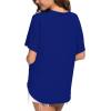 imageIWOLLENCE Womens Waffle Knit Tunic Blouse Tie Knot Short Sleeve Henley Tops Loose Fitting Bat Wing ShirtsCroyal Blue