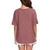 imageIWOLLENCE Womens Waffle Knit Tunic Blouse Tie Knot Short Sleeve Henley Tops Loose Fitting Bat Wing ShirtsCrust Red