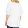 imageIWOLLENCE Womens Waffle Knit Tunic Blouse Tie Knot Short Sleeve Henley Tops Loose Fitting Bat Wing ShirtsCwhite
