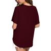 imageIWOLLENCE Womens Waffle Knit Tunic Blouse Tie Knot Short Sleeve Henley Tops Loose Fitting Bat Wing ShirtsCwine Red