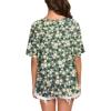 imageIWOLLENCE Womens Waffle Knit Tunic Blouse Tie Knot Short Sleeve Henley Tops Loose Fitting Bat Wing ShirtsFpgreen Sunflower