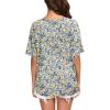 imageIWOLLENCE Womens Waffle Knit Tunic Blouse Tie Knot Short Sleeve Henley Tops Loose Fitting Bat Wing ShirtsFpyellow White Floral