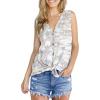 imageIWOLLENCE Womens Loose Henley Blouse Sleeveless Button Down T Shirts Tie Front Knot TopsFp Camo Bough