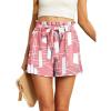imageIWOLLENCE Womens Shorts with Pockets Summer Casual Shorts for Women Waist Casual Lightweight Adjustable Tie Knot Loose13pink White Square