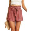 imageIWOLLENCE Womens Shorts with Pockets Summer Casual Shorts for Women Waist Casual Lightweight Adjustable Tie Knot Loose14bm Rust Red Dashed