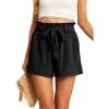 imageIWOLLENCE Womens Shorts with Pockets Summer Casual Shorts for Women Waist Casual Lightweight Adjustable Tie Knot Loose1black