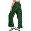 imageIWOLLENCE Womens Casual Loose Checkered Wide Leg Pants High Waist Straight Lounge Y2K Gingham Trousers SummerCdblack Green