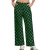 imageIWOLLENCE Womens Casual Loose Checkered Wide Leg Pants High Waist Straight Lounge Y2K Gingham Trousers SummerCdblack Green